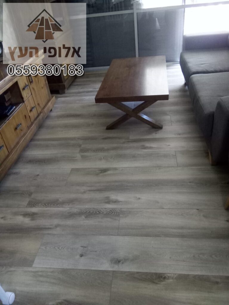 פרקטים מותקנים בסלון של דירה באור יהודה סגנון כהה