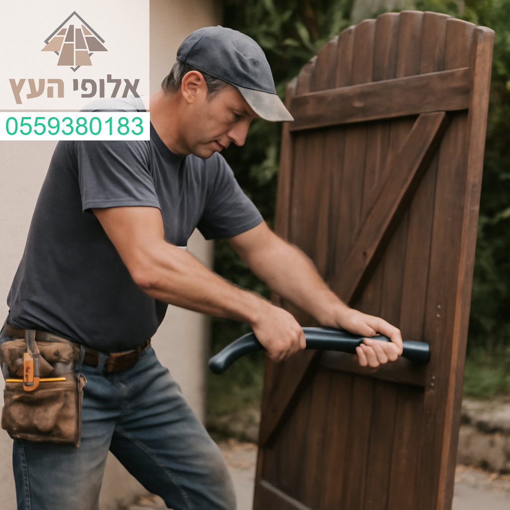 פירוק מקצועי של שער עץ – דיוק, ניסיון ותוצאה מושלמת.