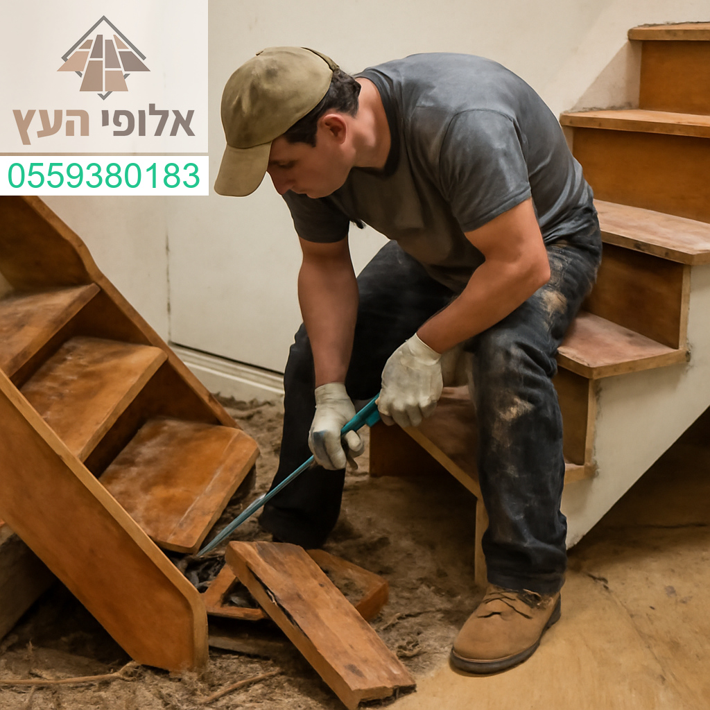 פירוק מקצועי של מדרגות עץ כחלק מתהליך חידוש יסודי ומדויק – עבודה נקייה, יעילה ובאיכות ללא פשרות.
