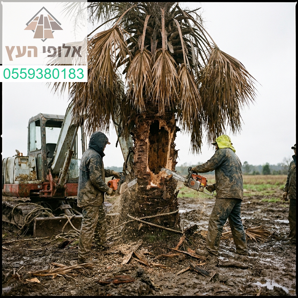 מומחיות ללא פשרות בכריתת עצי דקל חולים תוך שמירה על בטיחות ודיוק מרשים