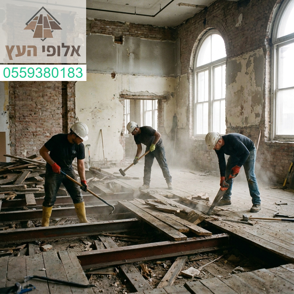 עבודת פירוק מקצועית ומדויקת של רצפת הגלריה כבסיס לשינוי וחידוש איכותי