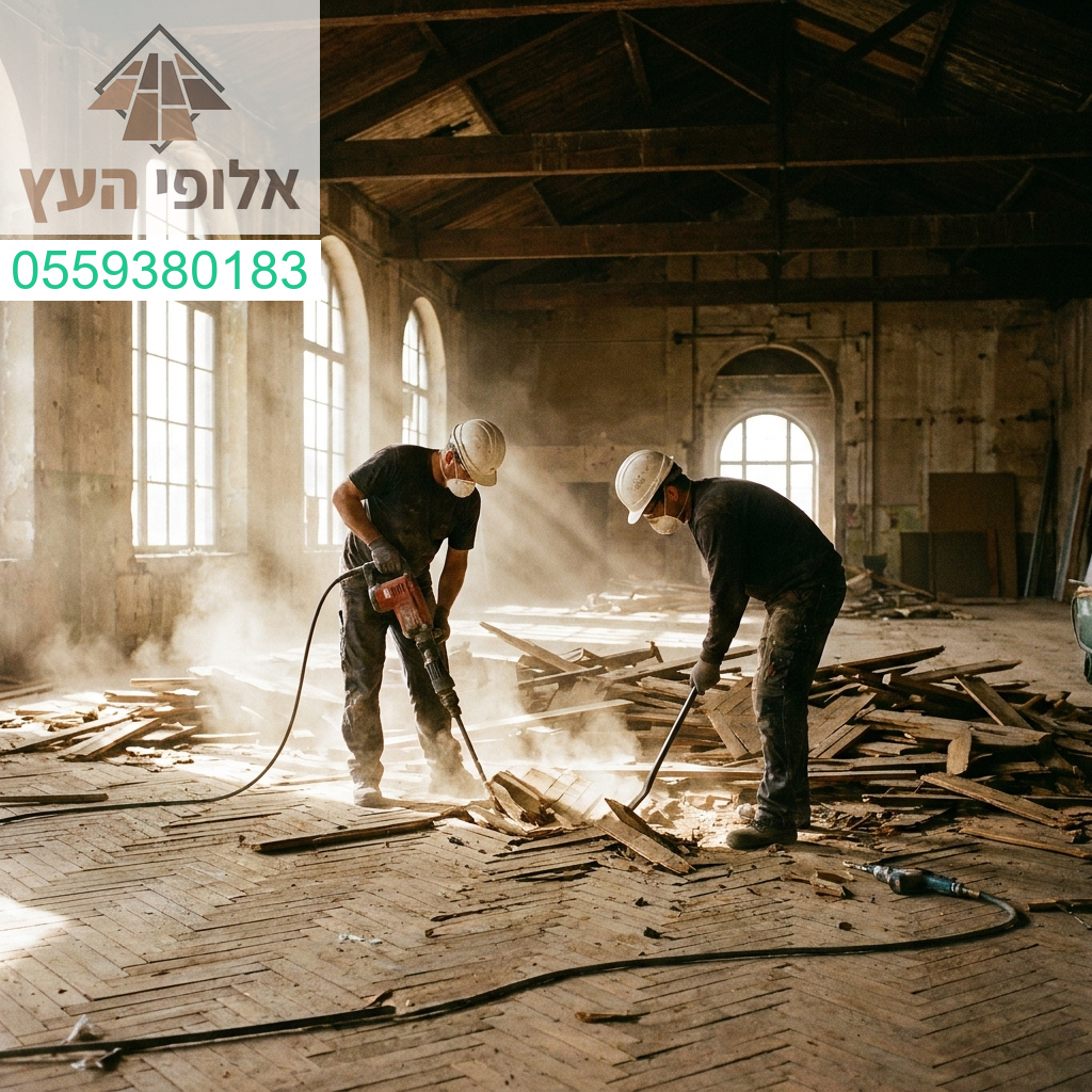 עבודת פירוק מקצועית ומדויקת של רצפת גלריה ברמה הגבוהה ביותר