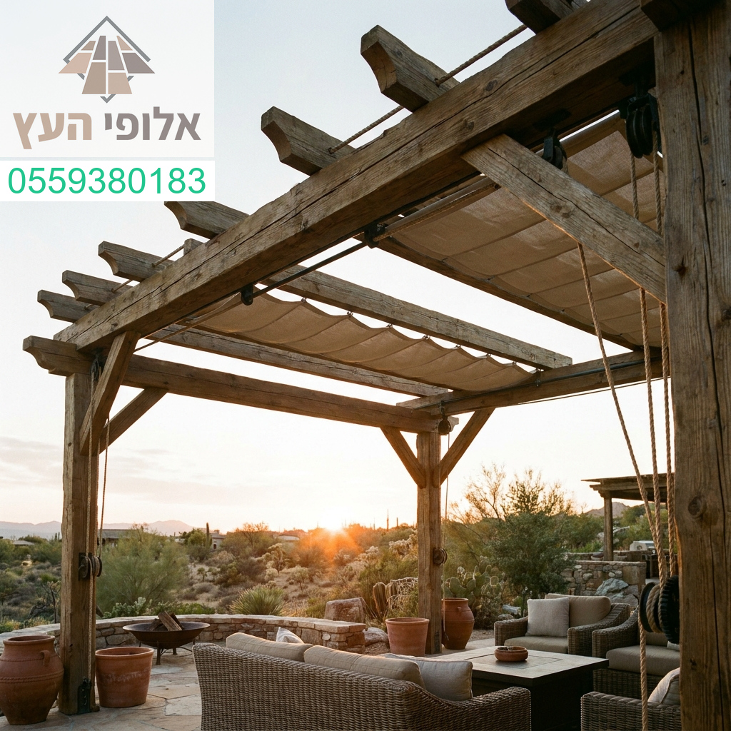 פרגולה יוקרתית עם גג הזזה מתכוונן לשליטה מלאה באור ובצל בעיצוב אלגנטי ואיכות ללא פשרות