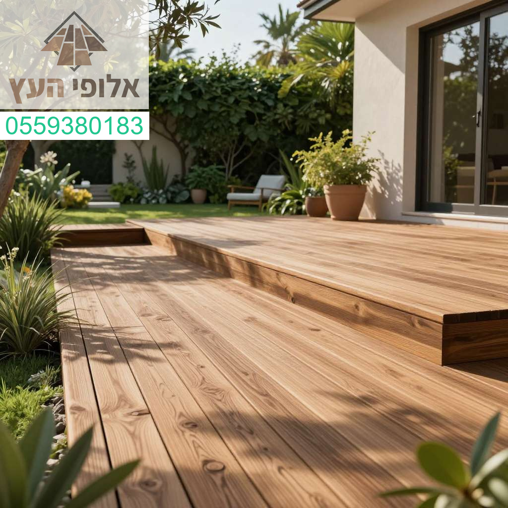 דק סינטטי יוקרתי ואיכותי שהותקן בגן יבנה למראה מודרני ועמיד לאורך שנים