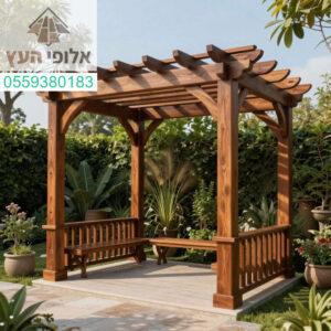 פרגולת עץ מעוצבת ועמידה לאש המשלבת יוקרה אינסופית עם עמידות יוצאת דופן