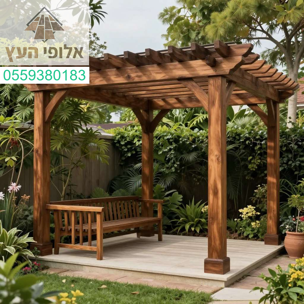 פרגולת עץ יוקרתית ועמידה לאש המשלבת עיצוב מרהיב עם עוצמה ואיכות ללא פשרות